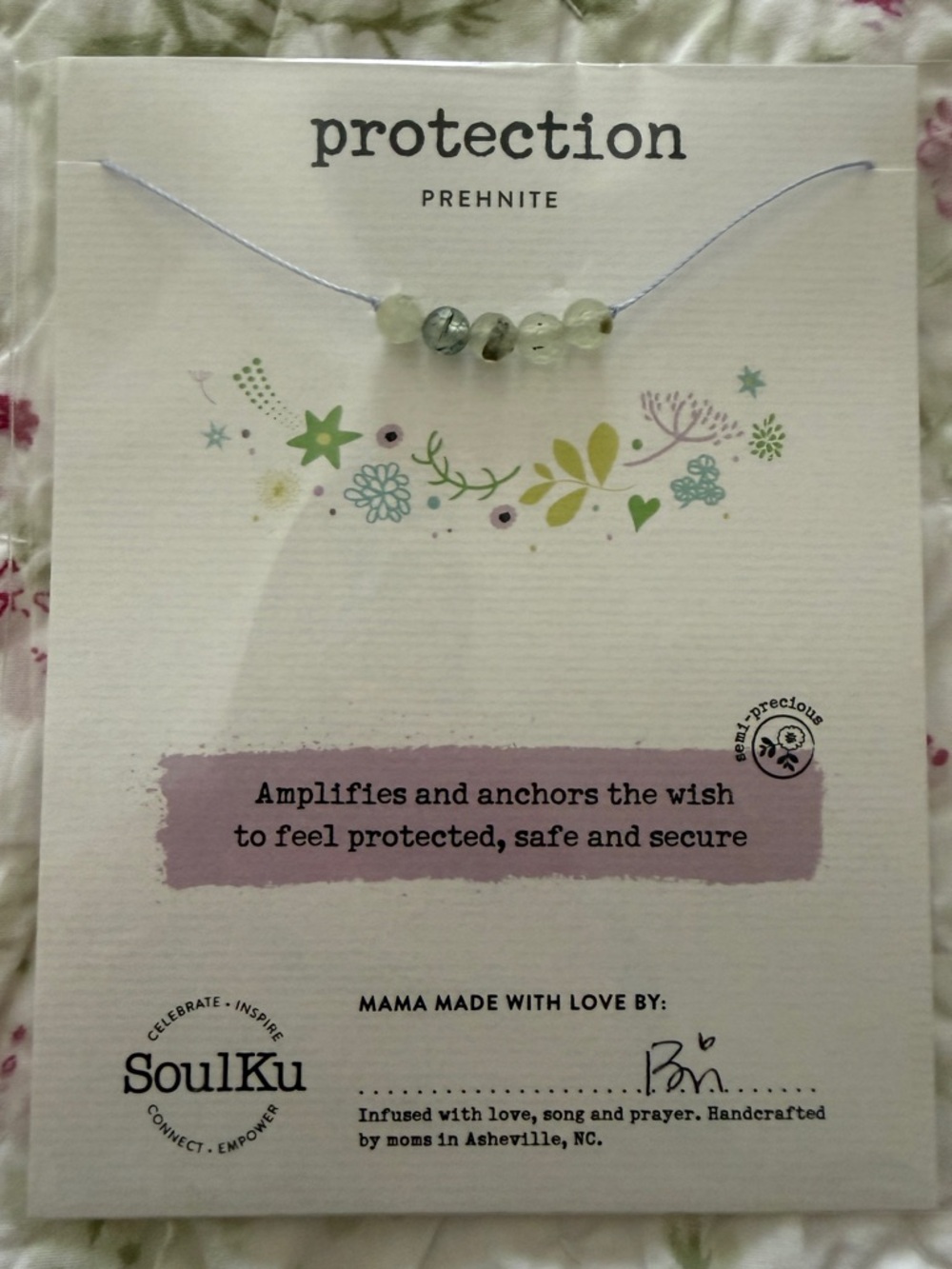 Protection prehnite beaded necklace